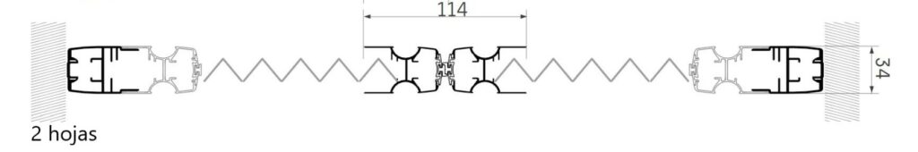 mosquitera plisada lateral 40mm 2 hojas