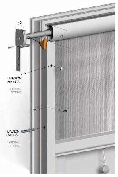 mosquitera enrollable fijación frontal 40mm
