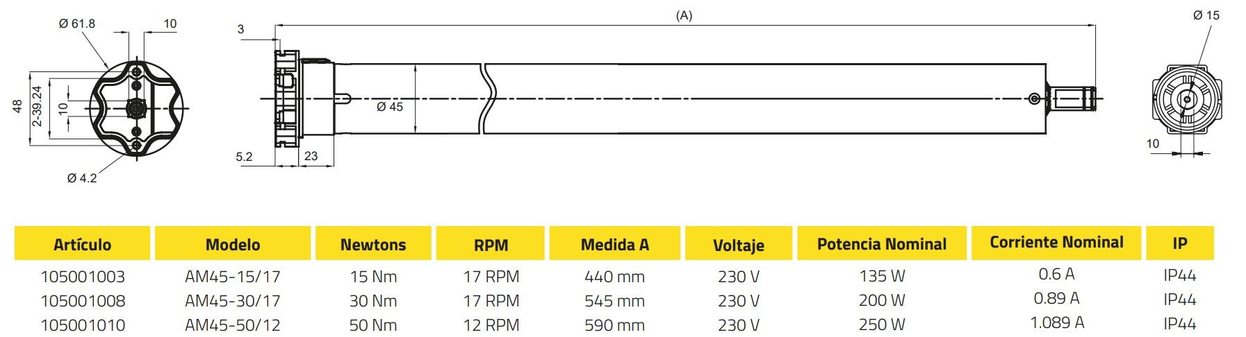 dimensiones aok am45 basic