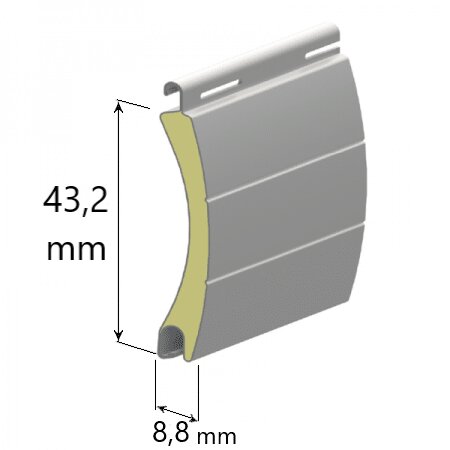 persiana enrollable de aluminio térmico curva 43mm