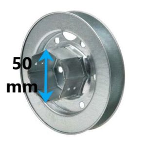 disco metálico con espiga eje 50mm cinta 22mm