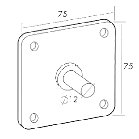 soporte metálico con espiga 75x75 mm